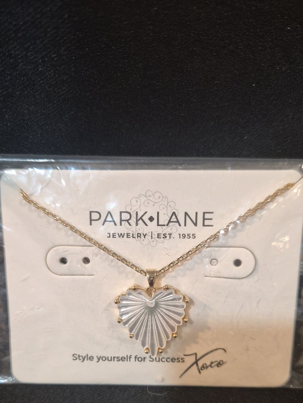 Park Lane Gold and White Scalloped Heart Pendant Necklace